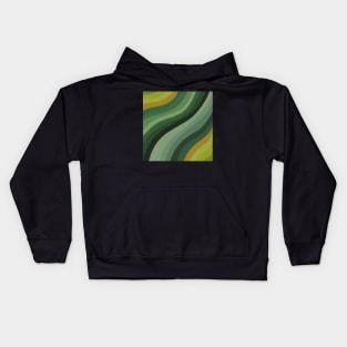 Green waves pattern Kids Hoodie